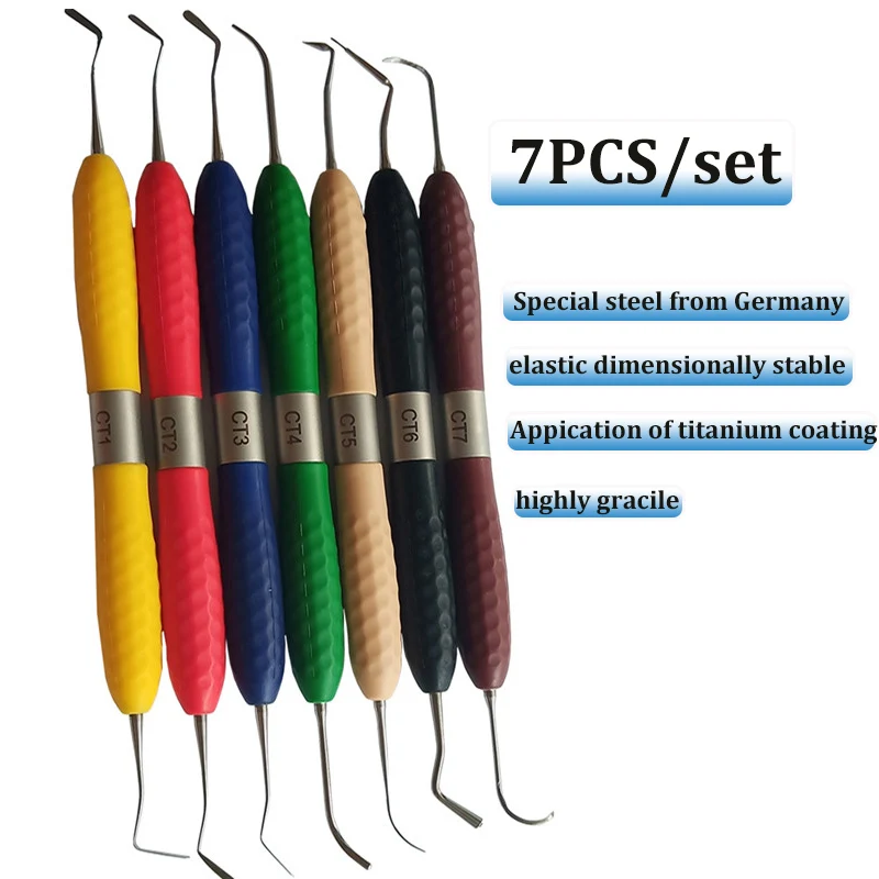 

7Pcs Resin filler Aesthetic restoration Dental kit fit Resin knife Plastic dresser with silicone handle Dental instruments