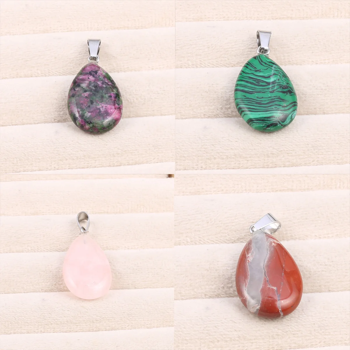 

5 PCS Natural Semiprecious Stone Crystal Agate Sodalite Pendant Droplet Shape Jewelry Making DIY Necklace Earrings Accessory