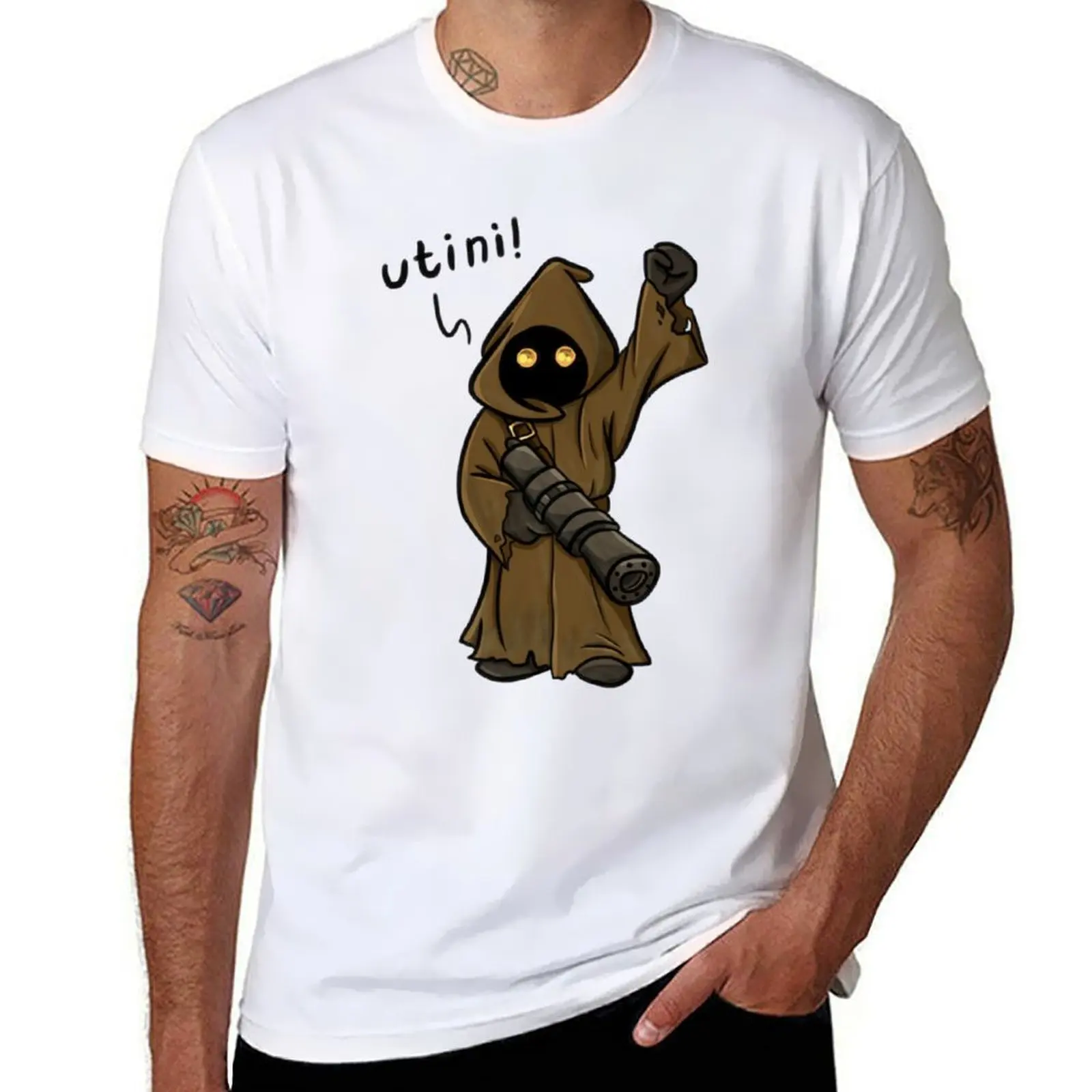 Фото Utinni!!! - Футболка The Jawa, хлопковые футболки, мужские 100% забавные футболки, мужская футболка №1