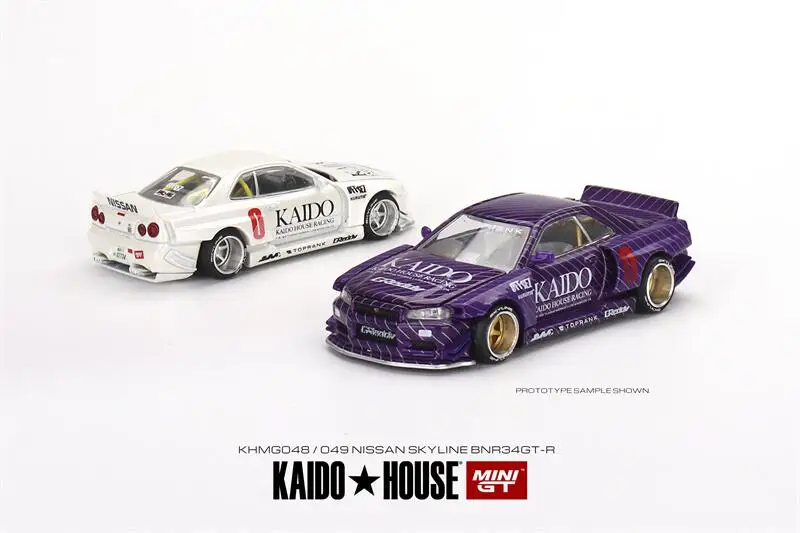 

Kaido House x MINI GT 1:64 Nissan Skyline GT-R R34 Kaido Works V2 / V1 Die-Cast Car Model Collection Miniature