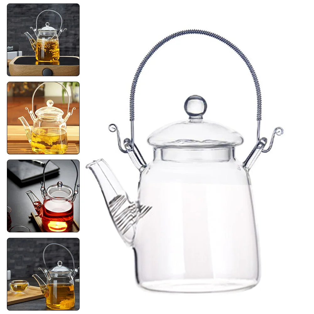 

Delicate Glass Teapot Water Heating Pot Home Office Tea Kettle Stovetop Kettle