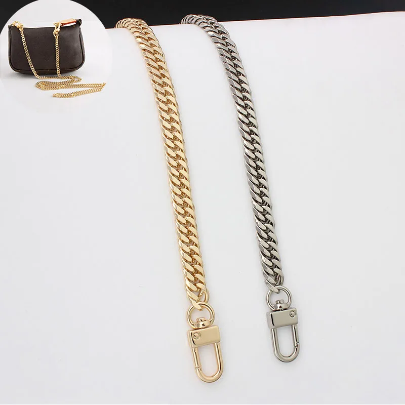60/100cm Silver Gold 10mm Metal Chains Shoulder Straps for Small Handbags Purses Bags Strap Replacement DIY Handle Accessories