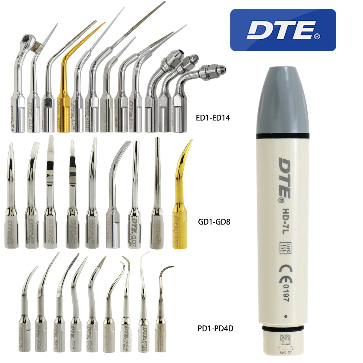 

Woodpecker DTE Dental Ultrasonic Scaler Handle Dental Ultrasonic Piezo Scaler Handpiece HD-7L Fit SATELEC ACTEON NSK DTE