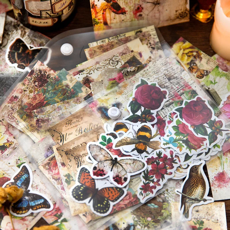 

100 pcs Vintage Deco Stickers Diy Scrapbook Paper Junk Journal Sticker Hand made Planner Collage material Paper Art Craft Paper