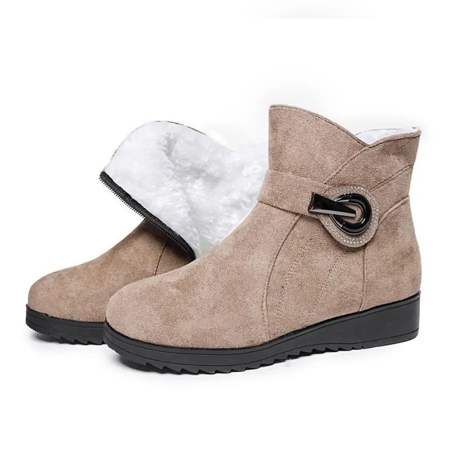 

Warm Women Snow Boots Thick-soled Frosted Women Ankle Boots Non-slip and Warm All-match Mother's Winter Flat Boots