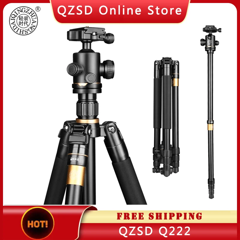 Штатив QZSD Q222 для камеры, профессиональный треножный Штатив для путешествий, подходит для зеркальных камер, смартфонов