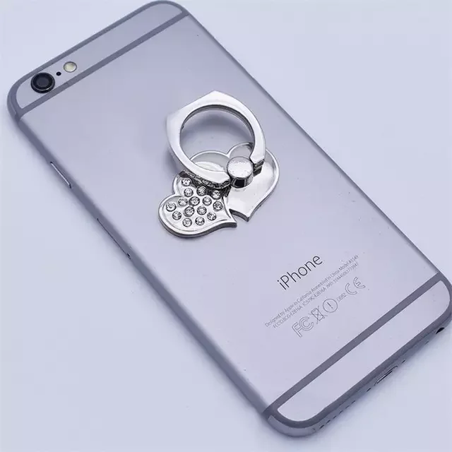 

Mobile Phone Holder Women Girls Fashion Love Heart Rhinestone Finger Ring Buckle Phone Bracket Support Desktop Stand