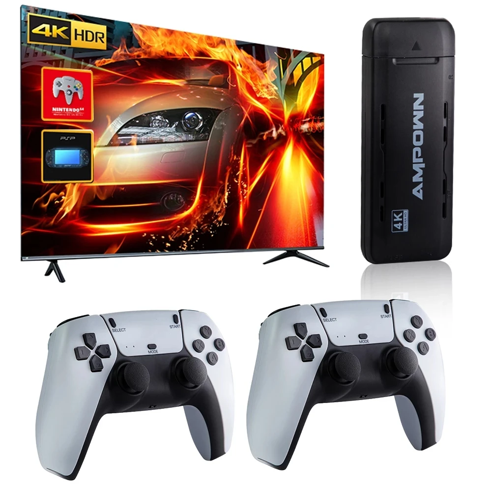 

New Ampown U9 TV Game Stick With Two 2.4G Wireless Controller 64GB 10000 PS PSP Retro Video Games Console Gaming Player GameBox