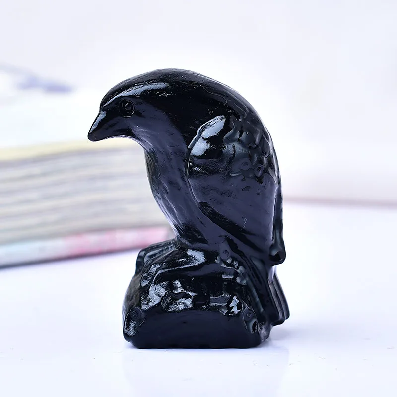 

Натуральный хрустальный камень, резная ворона, украшение для дома