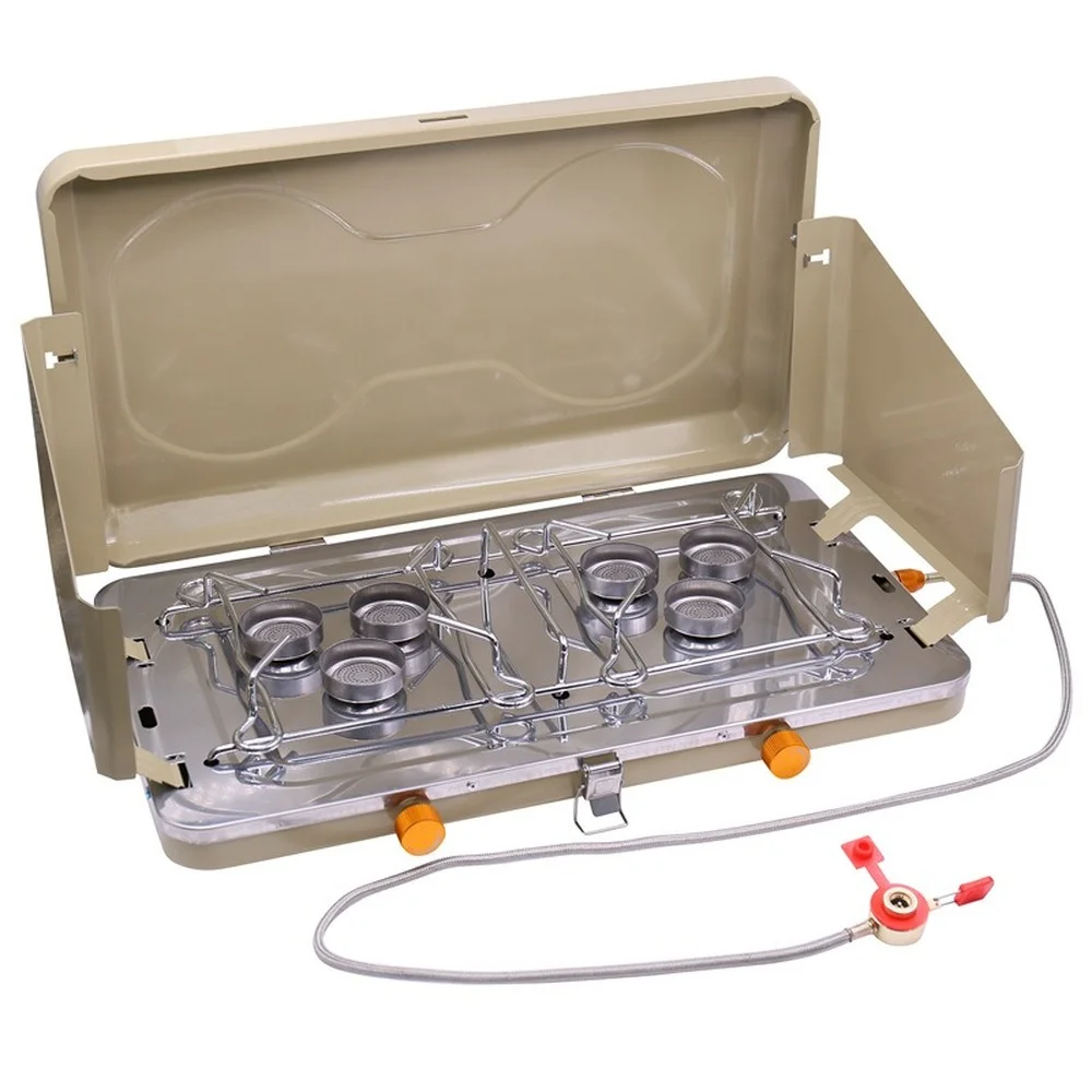 

Portable Camping Gas Stove Dual Tent Stove High-power Camping Stove Foldable Windproof Burner Outdoor Kitchen Cooking Equipment