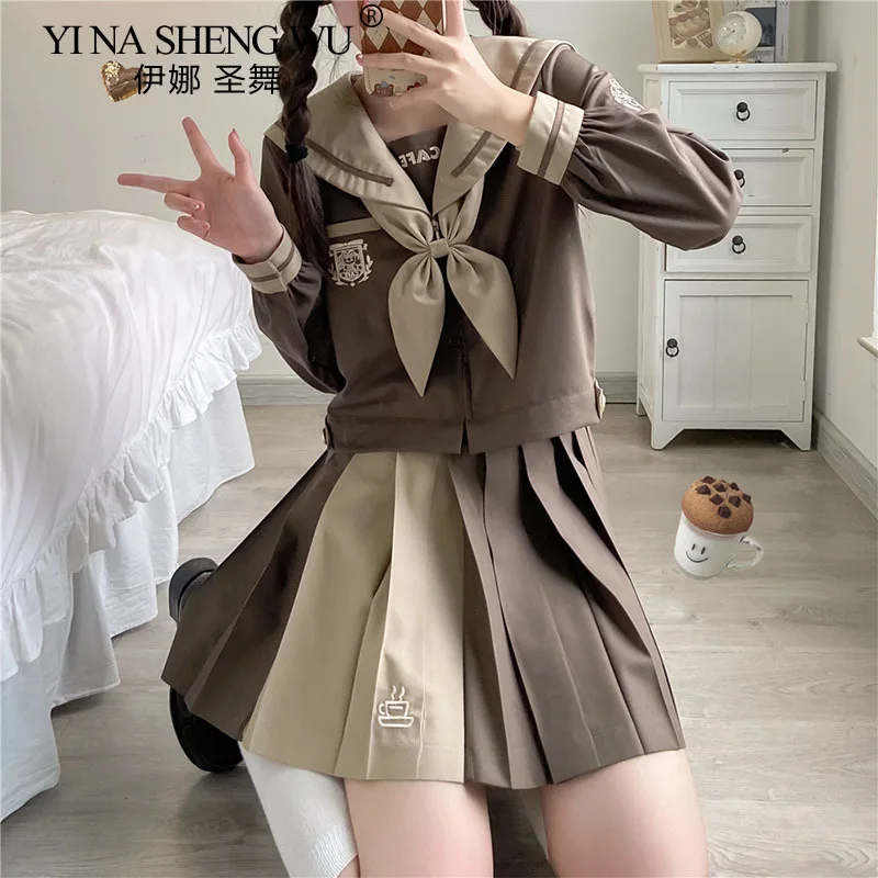 Оптовая продажа оригинальная кофейная кафе милая униформа JK с длинными рукавами