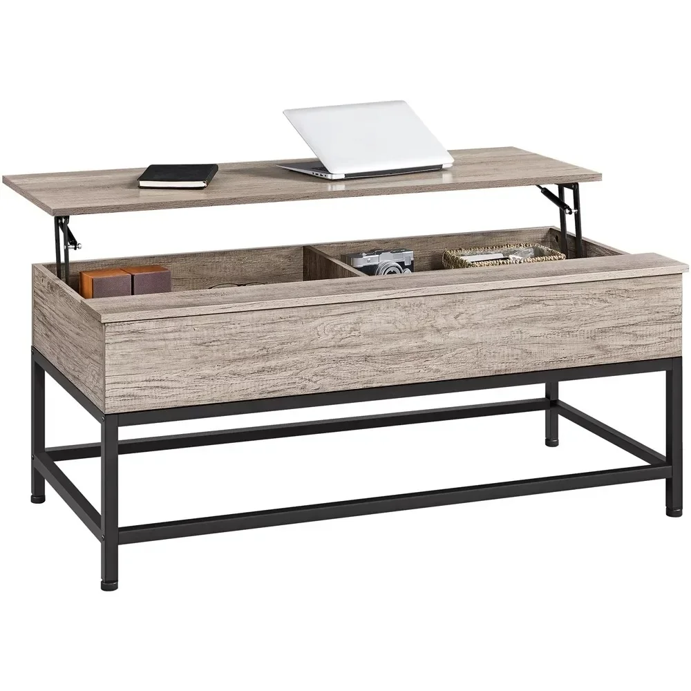 

Alden Design Farmhouse Split Lift Top Coffee Table, Living Room Furniture, Center Table, Rustic Gray