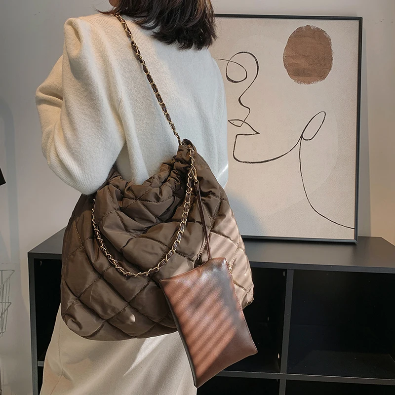 Роскошная дизайнерская сумка на плечо модная женская с цепочкой офисный карман 2