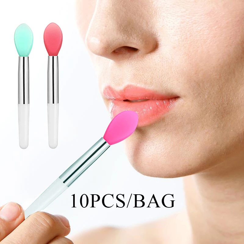 

Набор кистей для губ 10 шт./компл., силиконовый аппликатор для губ, блеск для губ, мини-кисти, портативные Кисти для ухода за губами, кисти для м...