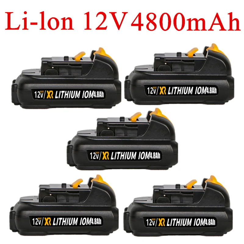 

1-5Pack 4.8Ah 10.8V/12V Li-Ion Rechargeable Battery DCB127 Replacement for Dewalt DCB124-XJ DCB120 DCB123 DCB122 DCB124 DCB121