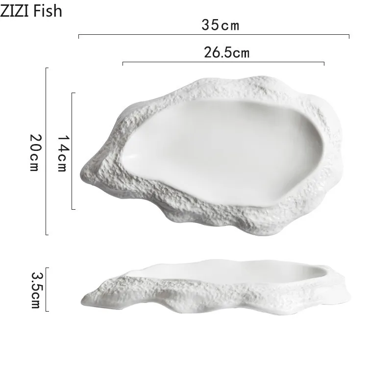 Керамическая тарелка неправильной формы десертная креативная белая посуда для
