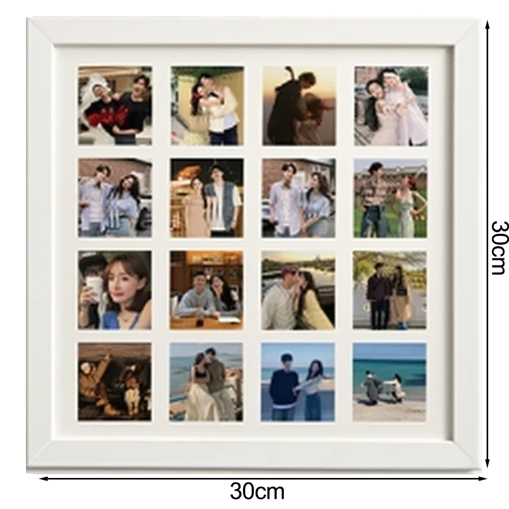 Фоторамка из массива дерева DIY на 16 фото (30x30 см) для персонализированного коллажа, для декора стен и стола (art.: 3920db070e90a) - 3920db070e90a