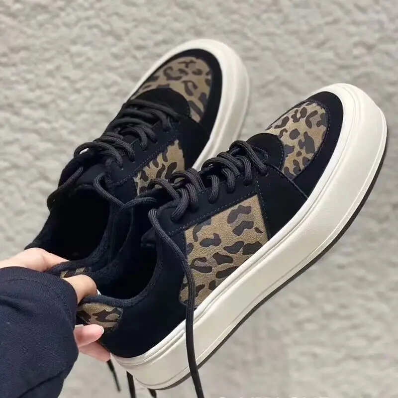 

Fashion Leopard Sneakers Women Girls Waterproof Sport Shoes 2023 Autumn Stylish Flat Trainers Female Low Cut Footwear Platform