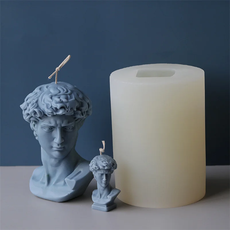 

3D Silicone David Plaster Portrait Candle Mold Big Aromatherapy Candles Plaster DIY Non-stick human shape soap Material Molds