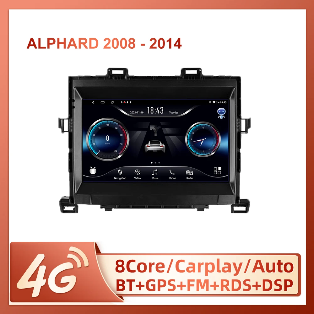 

JIULUNET For Toyota Alphard H20 2008 - 2014 Car Radio Ai Voice Carplay Multimedia Video Player Navigation