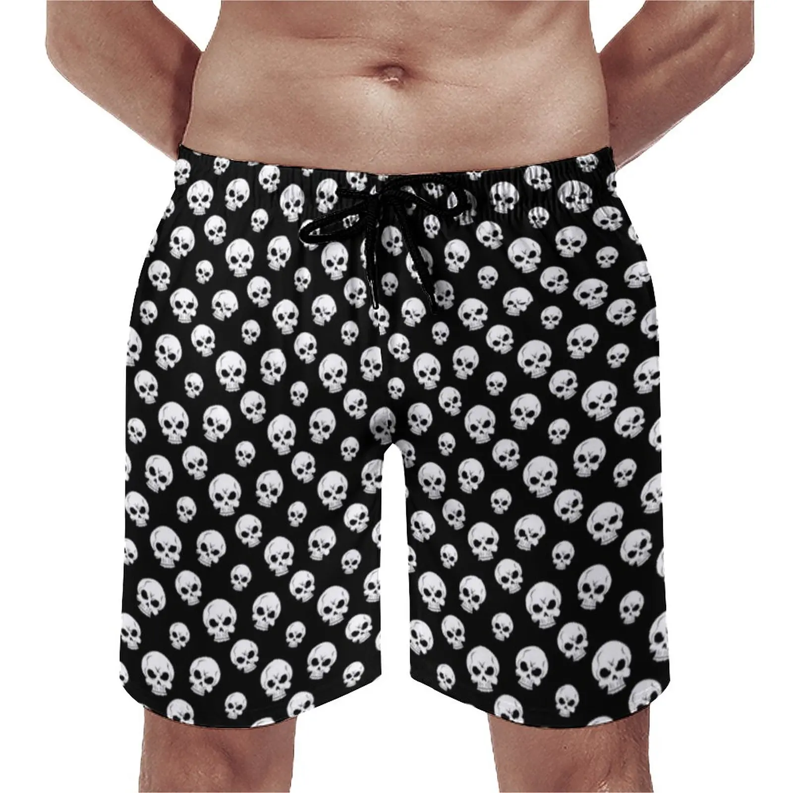 

Черные с белым черепом мужские шорты Holloween пляжные шорты с рисунком качественные тренировочные плавки большого размера