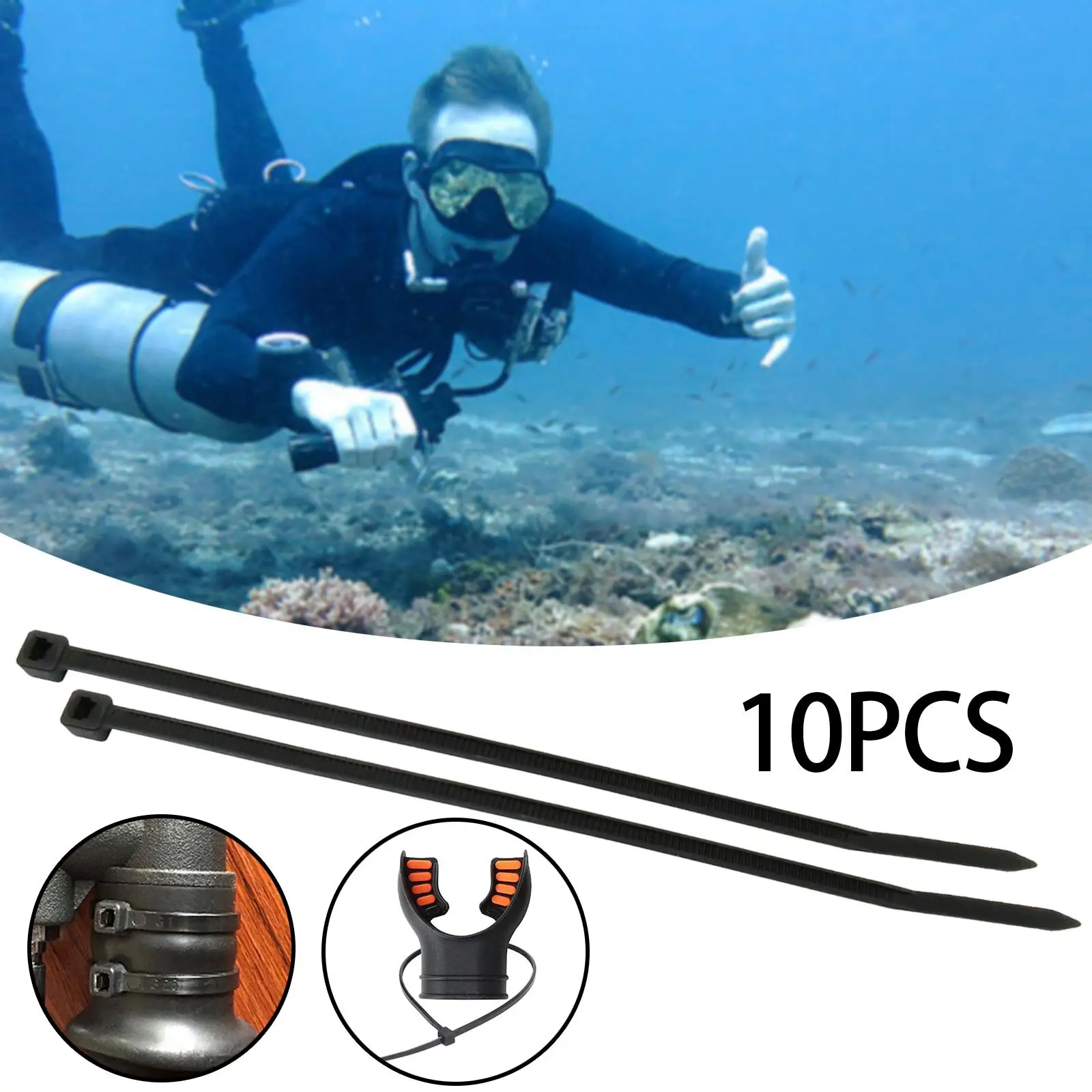 

10Pcs Portable Scuba Regulator Mouthpiece Tie Professional Black Replacement for