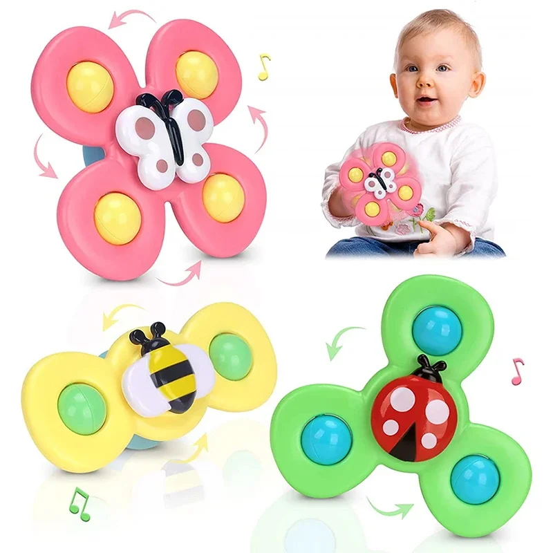 

Montessori Baby Spin Top Bath Toys For Boy Children Bathing Sucker Spinner Suction Cup Toy For Kids 2 To 4 Years Rattles Teether