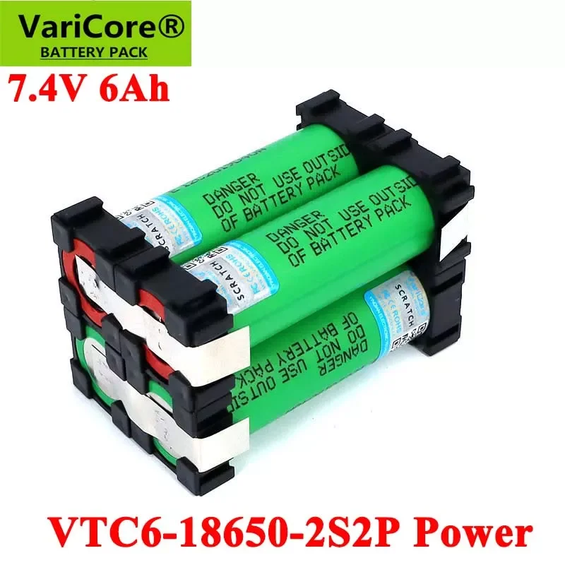

NEW2023 VariCore 5V/7.4V 18650 VTC6 2S2P 6000mAh 20 amps For wireless Screwdriver batteries DIY weld battery pack