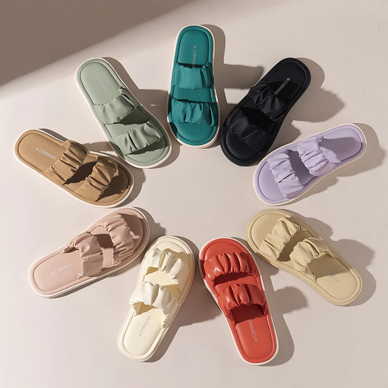 

Новинка лета 2023, модные разноцветные тапочки на плоской подошве, женские удобные сандалии, пляжные тапочки, Уличная обувь для девочек