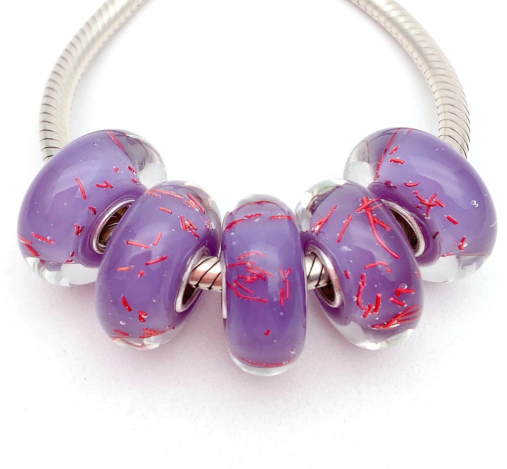 

YG96 5X 100% Authenticity S925 Sterling Silver Beads Murano Glassbeads beads Fit European Charms Bracelet diy jewelry Lampwork