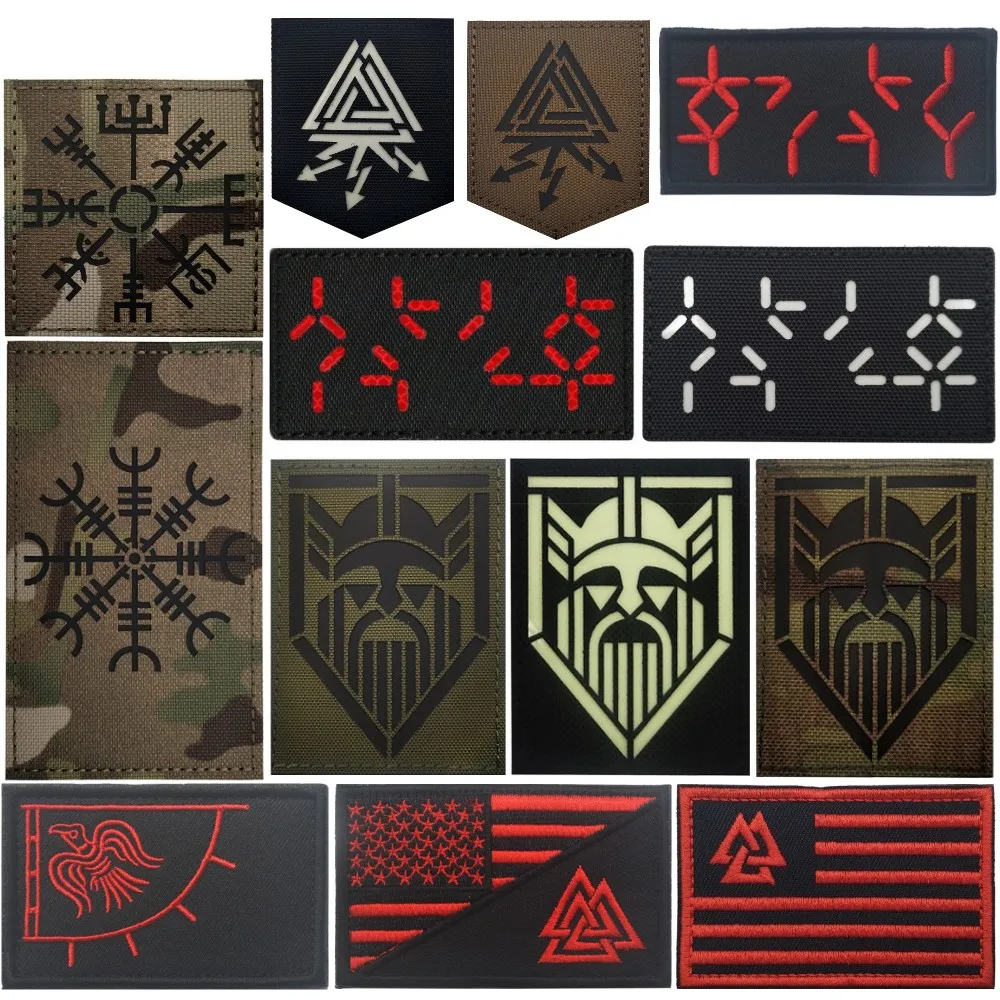 

Reflection Patch for Clothing Viking Sunbird Tactical Morale Badge on Backpack American Flag Military Applique Hook Loop Armband