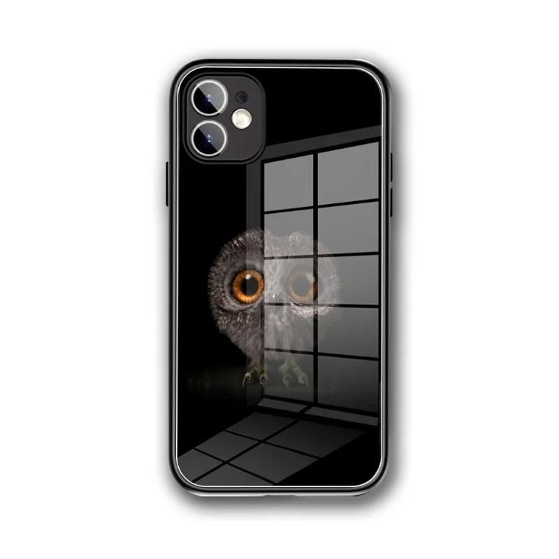 cool Owl animal Phone Case Glass for IPhone 11 12 13 14 Pro XR XS MAX 8 X 7 14 Plus SE 13 Pro Design Iphone Covers