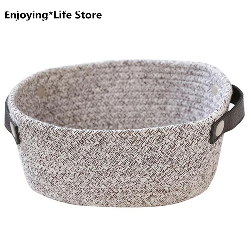 Cotton Woven Storage Basket Storage Basket With Handle Design Cotton Rope Basket To Store Sundries Toy For Home Brown