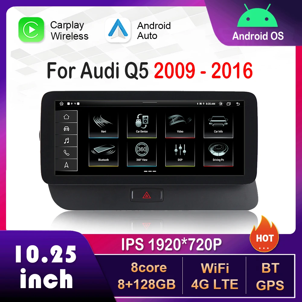 Для Audi Q5 2009-2016 10 25 дюйма 1920*720P HD сенсорный экран GPS Navi 4G WiFi CarPlay Android автомобильный