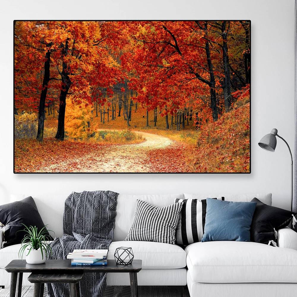 Современный пейзаж Картина на холсте озеро лес камень Горный природа картина