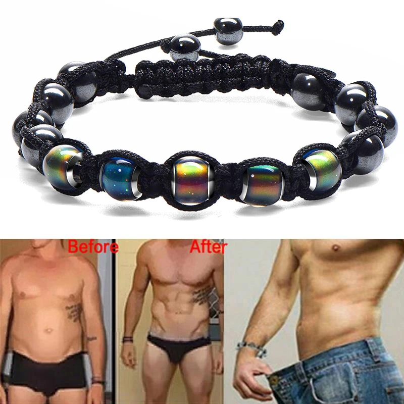

Natural Hematite Bracelet Man Slimming Stimulating Acupoints Weight Loss Bracelets Color Changing Adjustable Woman Jewelry Gift