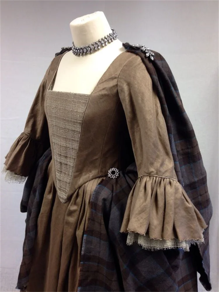 Outlander Letitia MacKenzie Косплей Костюм Женское Готическое Шотландское Платье Хайлендс