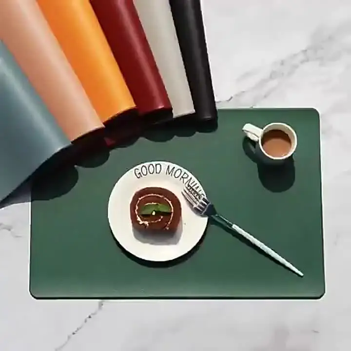 

Kitchen table Rounded Rectangle Multicolour Mitation Leather Placemat Waterproof and Oil Proof Dining Mat Modern Home Decor
