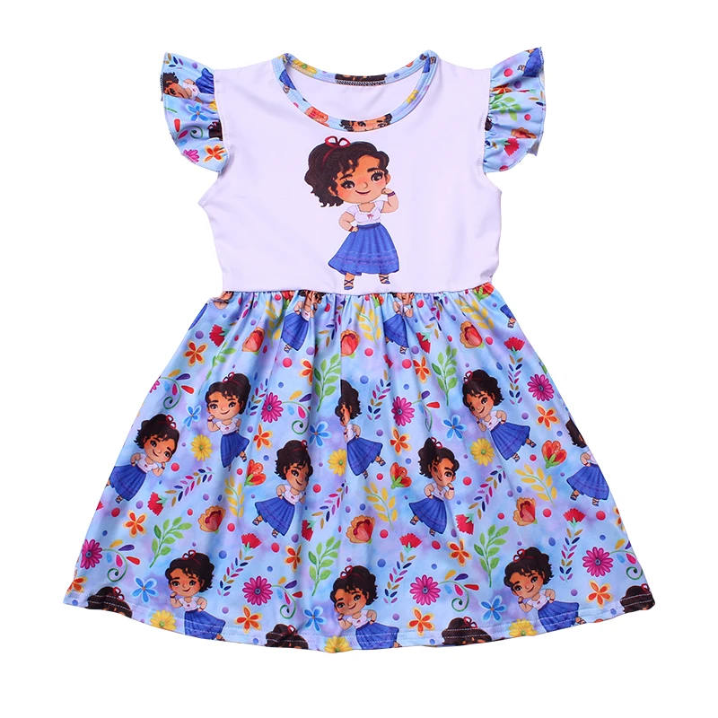 

Disney Girl Dress Baby Kids Garment Short Sleeve T Shirt Blue Skirt Suits Encanto Magic Full House Cosplay Princess Costume
