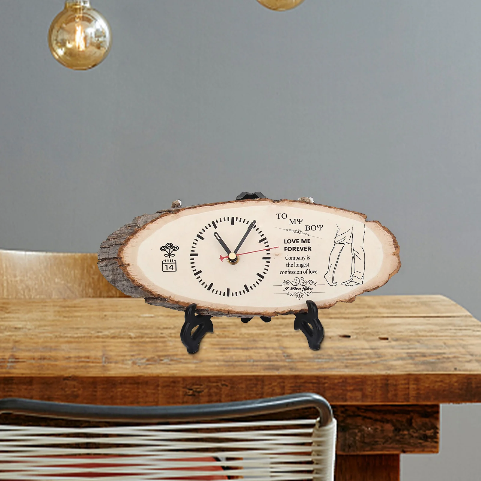 Настольные часы деревянные настольные на День святого Валентина с принтом