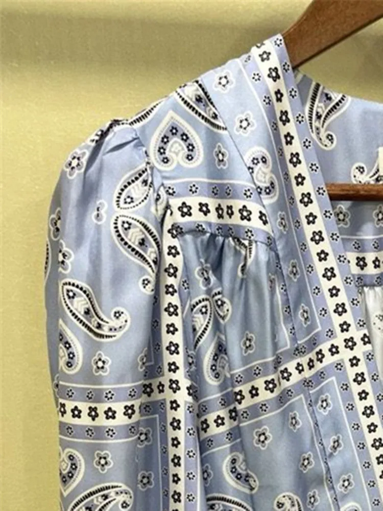 

Women's Floral Printed V-Neck Short Sleeve Ruffles Spliced Vintage Spring Summer Midi Dress