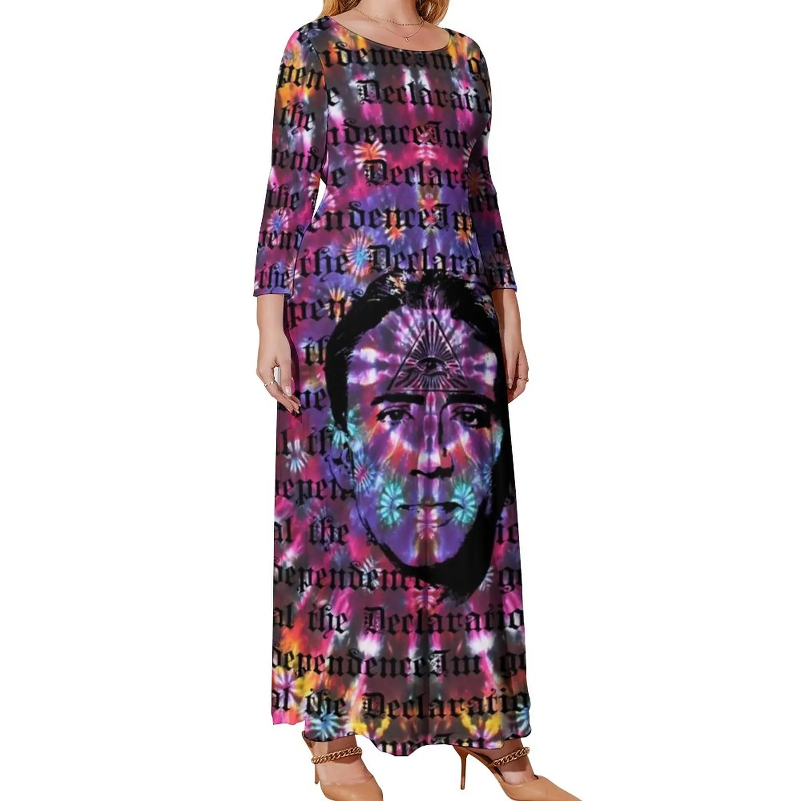 Nicolas Cage Third Eye Dress Tie Dye Shambhala Maxi Dress Street Style Boho Beach Long Dresses Print Vestido Plus Size 3XL 4XL