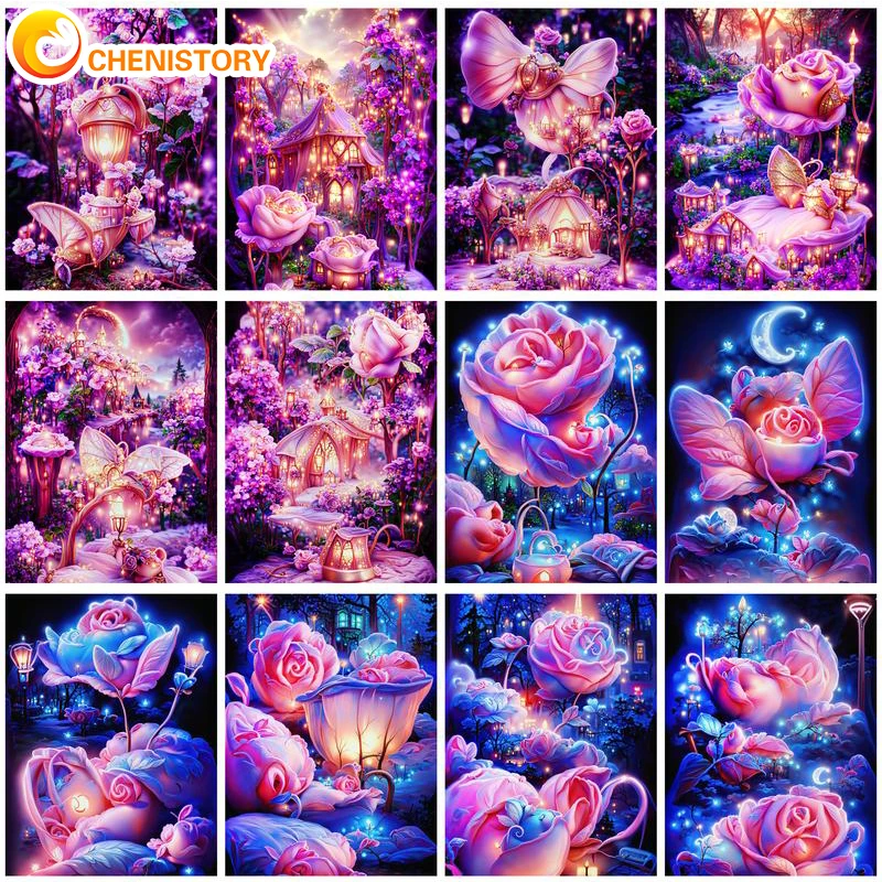 

CHENISTORY DIY Painting By Number Kit For Adult HandPainted Flower Acrylic Paint Set For Home Decor Picture By Numbers