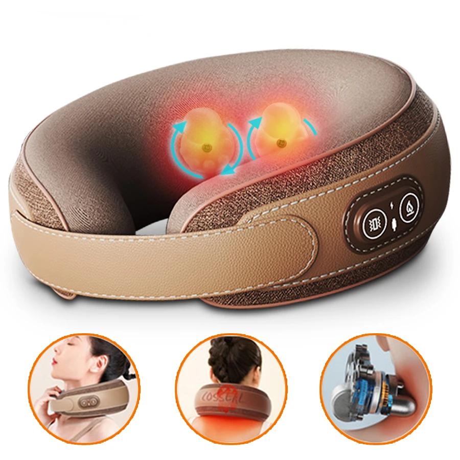 

Neck Massager Relaxation Kneading Heat U-shaped Travel Pillow Support Car Airport Office Home Electric Cervical Massager
