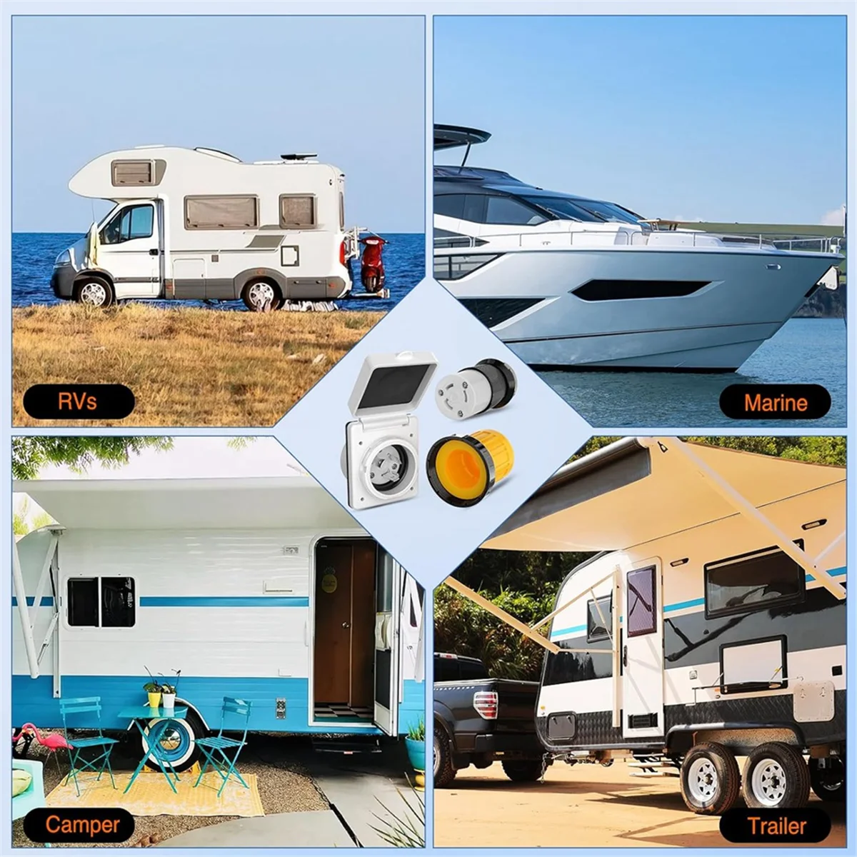 Штепсельная розетка 30 А RV комплект питания с защитой шнура загрузки 125 в