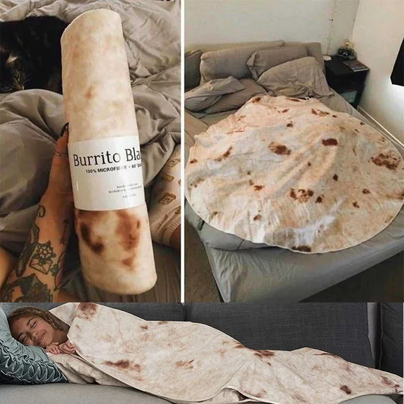 

Креативное простое мексиканское одеяло Burrito, тортильское одеяло, одеяло с кондиционированием воздуха, Siesta, одеяло для общежития и блинов ...