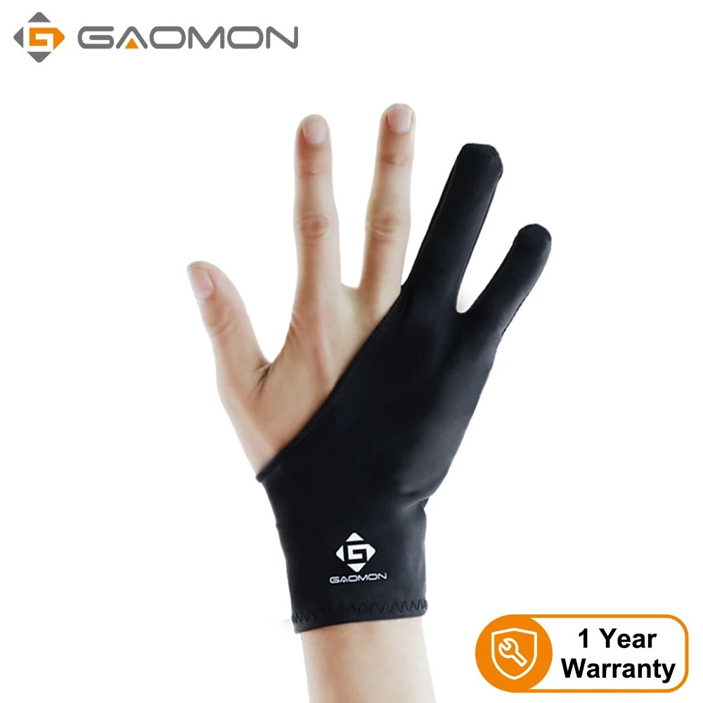 GAOMON Two-Finger Anti-Skid Black Artist Lycra Glove for Graphics Tablet/LED Light Box/Pen Display--Free Size