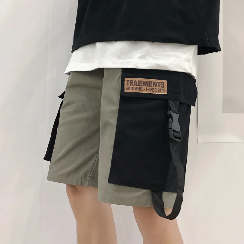 

Ribbons Pockets Cargo Shorts Men Mix Color Daily Casual Home Sport Running Shorts for Male Jogging Loose Hip Hop Clothing