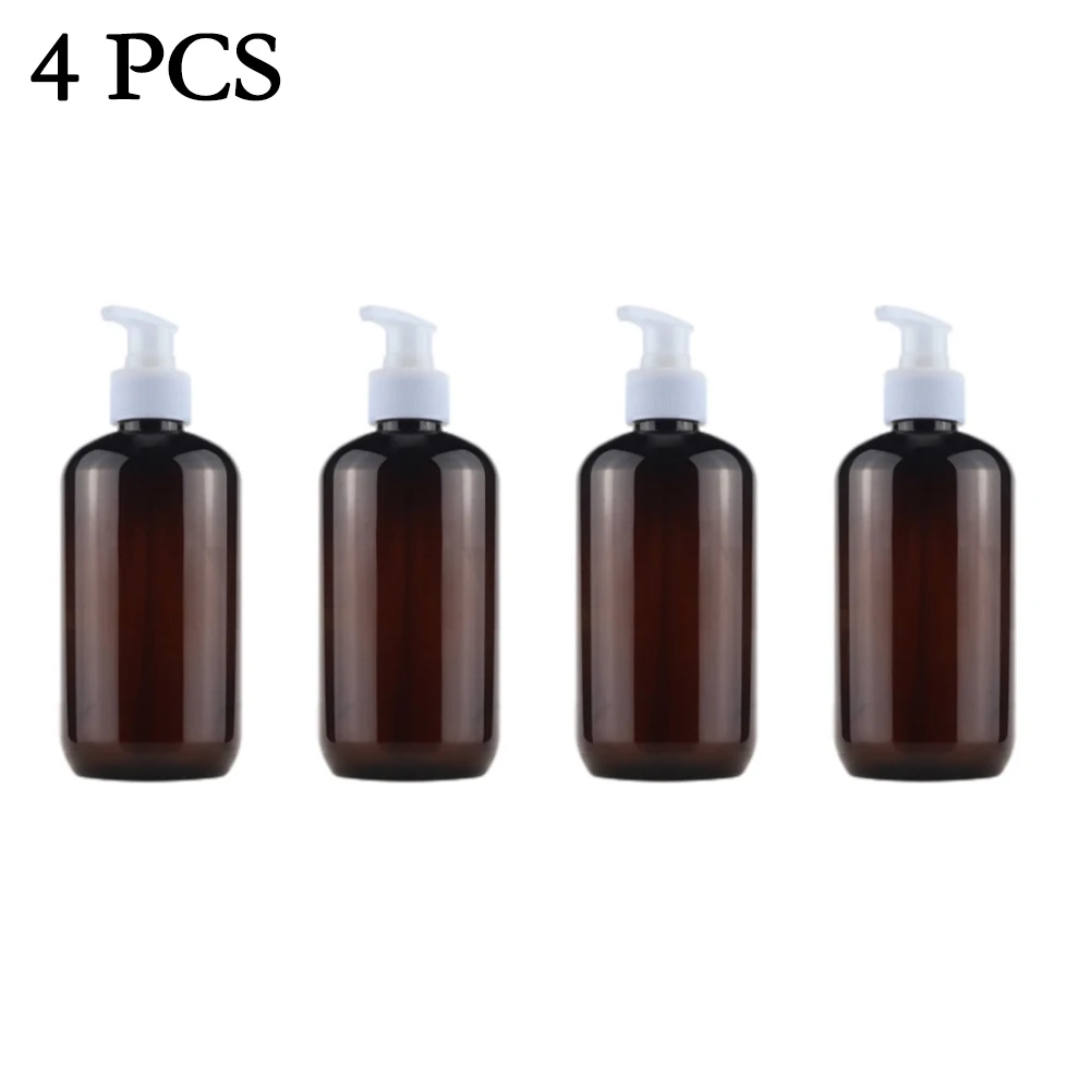 

4PCS 250ml Empty Brown PET Bottle Refillable Black Lotion Pump Soap Dispenser Bathroom Liquid Storage Container Bottles