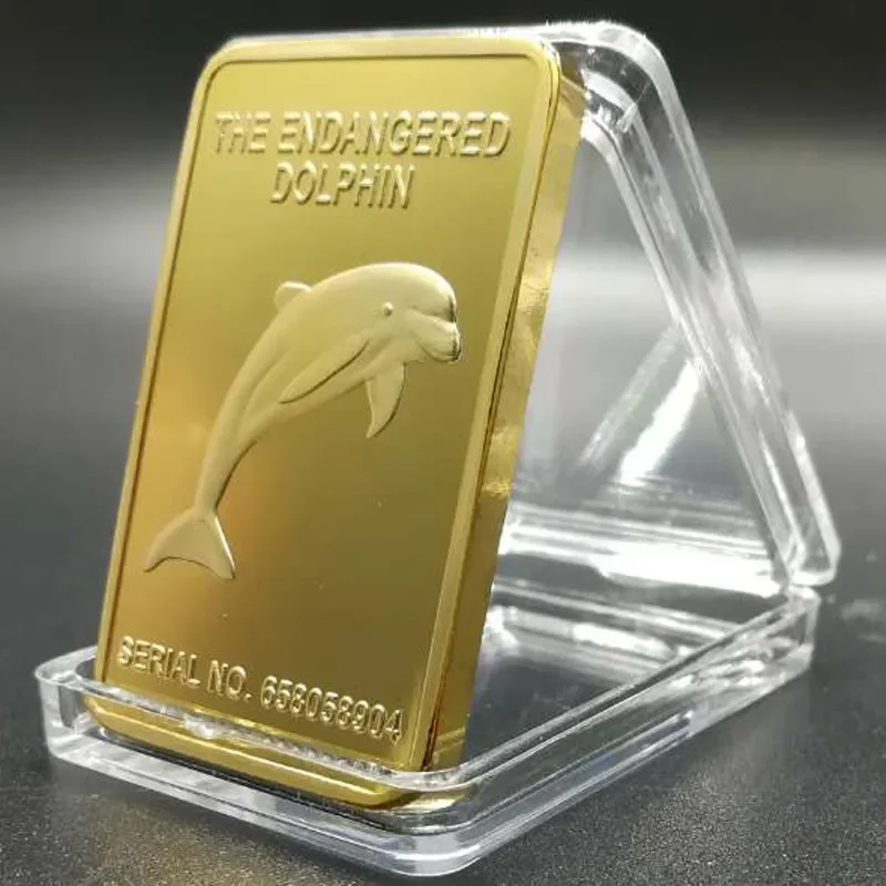 5 шт. золотая планка с изображением дельфина SLMTTG 24К 50x28 мм